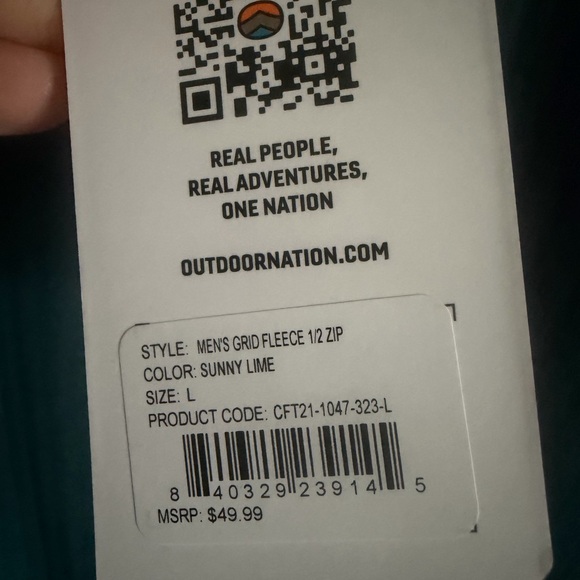 Reel Life Men's Grid Fleece 1/2 zip sunny lime pullover sweatshirt size L NWT - Picture 13 of 13